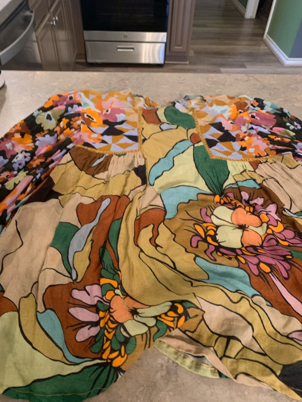 Vibrant Floral Patchwork Peasant Blouse - Multicolor